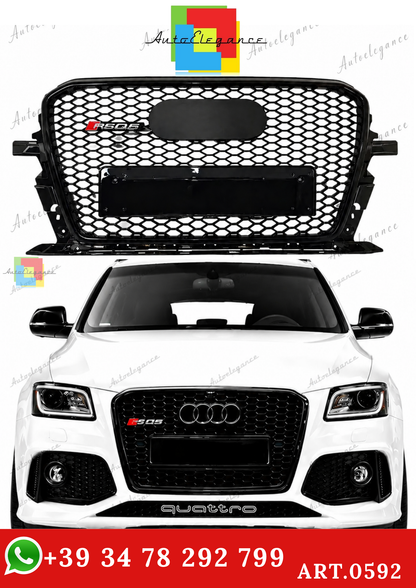 🔥ART.0592 GRIGLIA ADATTO PER AUDI Q5 8R 2012-2016 LOOK RSQ5 NERO LUCIDO🔥