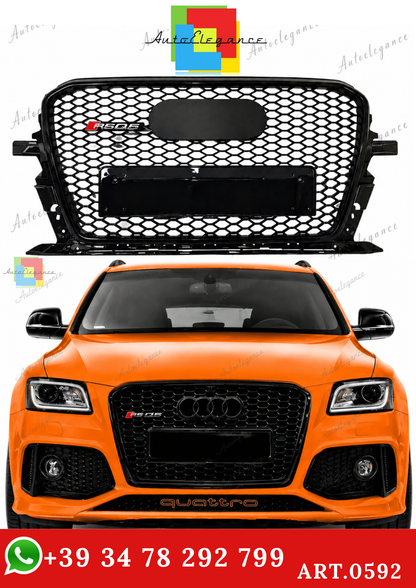 🔥ART.0592 GRIGLIA ADATTO PER AUDI Q5 8R 2012-2016 LOOK RSQ5 NERO LUCIDO🔥