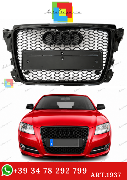 🔥ART.1937  GRIGLIA ADATTO PER AUDI  A3 8P 2008-2012 LOOK RS3 NERO LUCIDO🔥