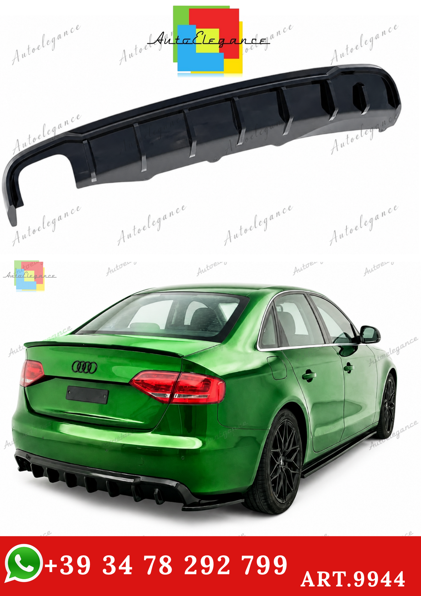 🔥ART.9944 DIFFUSORE PER AUDI A4 B8 FL 07-14 STANDARD NERO LUCIDO🔥