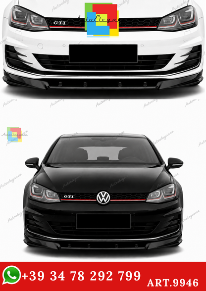 🔥ART.9946 SPLITTER ANTERIORE STILE RACE CUP PER VW GOLF Mk7 2012+ NERO LUCIDO🔥
