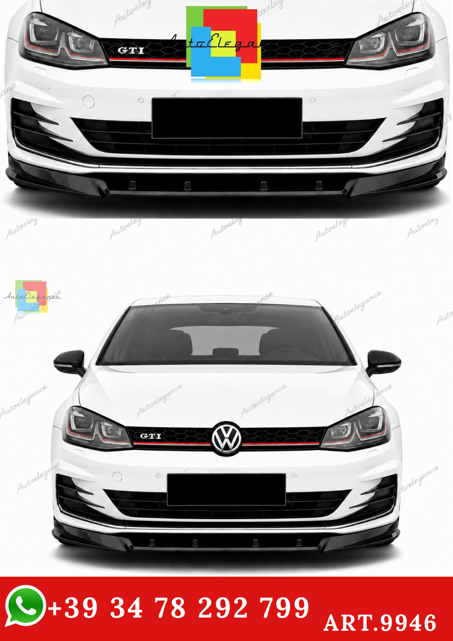 🔥ART.9946 SPLITTER ANTERIORE STILE RACE CUP PER VW GOLF Mk7 2012+ NERO LUCIDO🔥