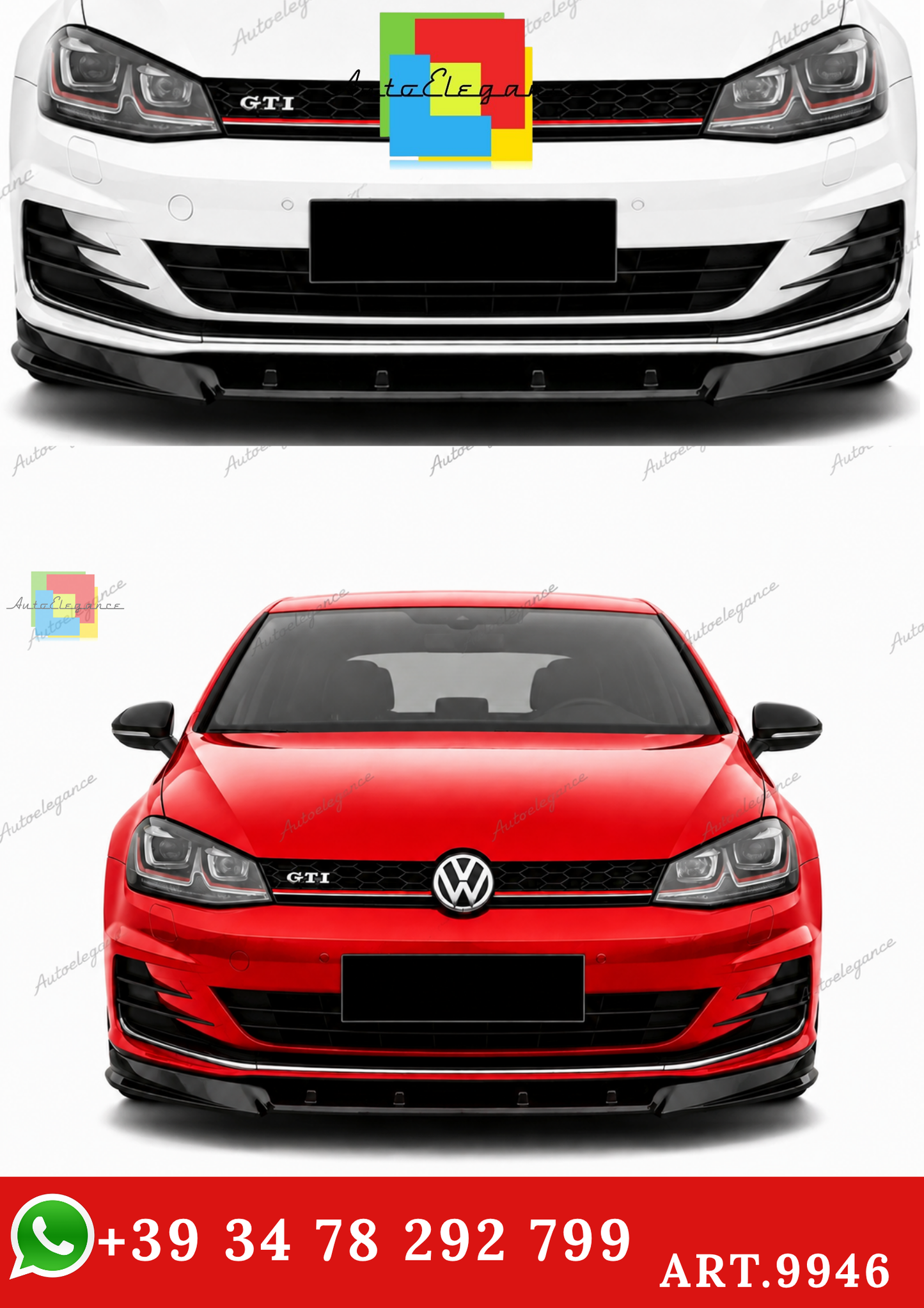 🔥ART.9946 SPLITTER ANTERIORE STILE RACE CUP PER VW GOLF Mk7 2012+ NERO LUCIDO🔥