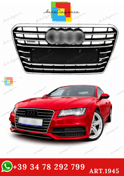 🔥ART.1945 GRIGLIA ADATTO PER AUDI  A7 2010-2014 LOOK S7 NERA PROFILI CROMATI🔥