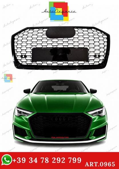 🔥ART.0965 GRIGLIA ADATTO PER AUDI  A6 C8 2018+ LOOK RS6 NERO LUCIDO🔥