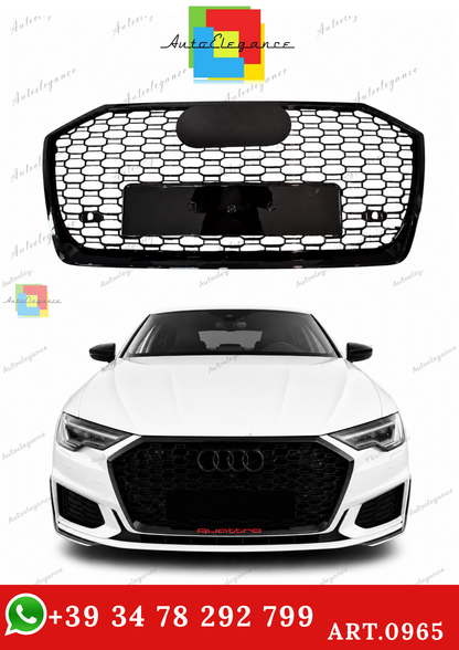 🔥ART.0965 GRIGLIA ADATTO PER AUDI  A6 C8 2018+ LOOK RS6 NERO LUCIDO🔥