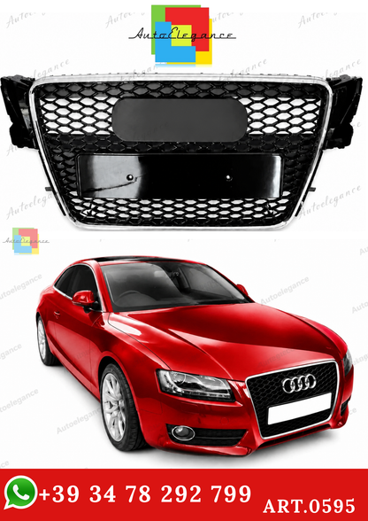 🔥ART.0595 GRIGLIA ADATTO PER AUDI A5 2007-2011 LOOK RS5 BORDO CROMATO🔥