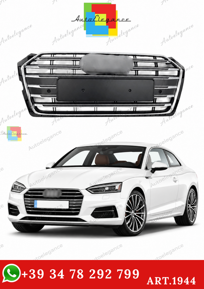 🔥ART.1944 GRIGLIA ADATTO PER AUDI A5 F5 15-19 LOOK S5 NERA PROFILI CROMATI🔥