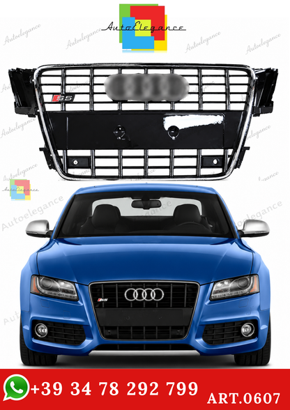 🔥ART.0607 GRIGLIA ADATTO PER AUDI  A5 2007-2011 LOOK S5 CROMATA 🔥