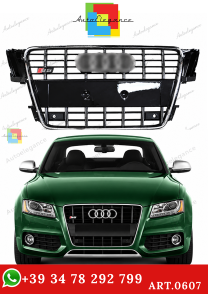 🔥ART.0607 GRIGLIA ADATTO PER AUDI  A5 2007-2011 LOOK S5 CROMATA 🔥