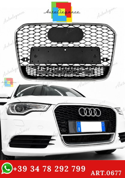 🔥ART.0677 GRIGLIA PER AUDI A6 4G C7 2012-2015 LOOK RS6 QUATTRO BORDO CROMATO🔥