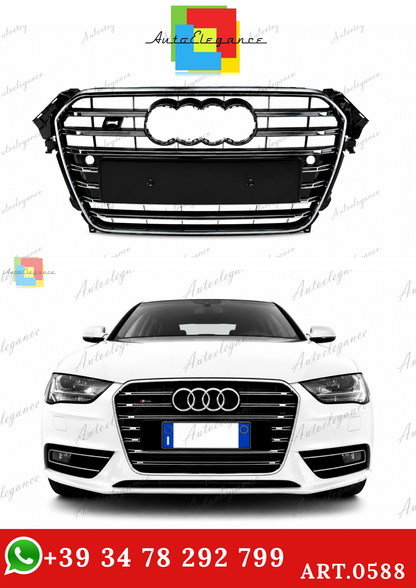 🔥ART.0588 GRIGLIA ADATTO PER AUDI A4 B8 2011-2015 LOOK S4 BORDO CROMATO🔥