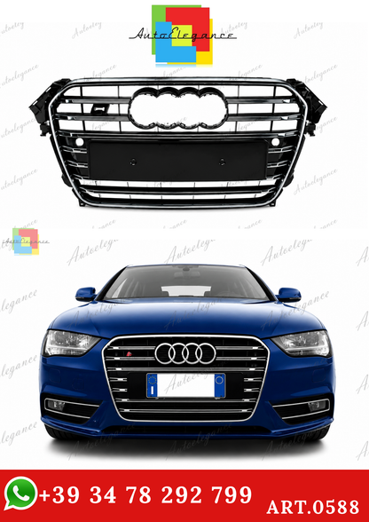 🔥ART.0588 GRIGLIA ADATTO PER AUDI A4 B8 2011-2015 LOOK S4 BORDO CROMATO🔥
