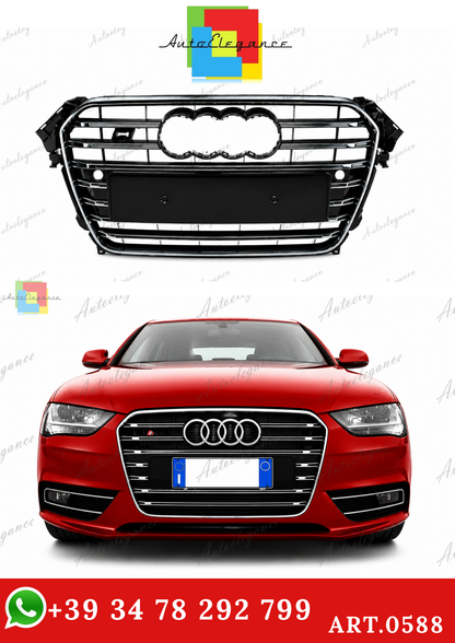 🔥ART.0588 GRIGLIA ADATTO PER AUDI A4 B8 2011-2015 LOOK S4 BORDO CROMATO🔥