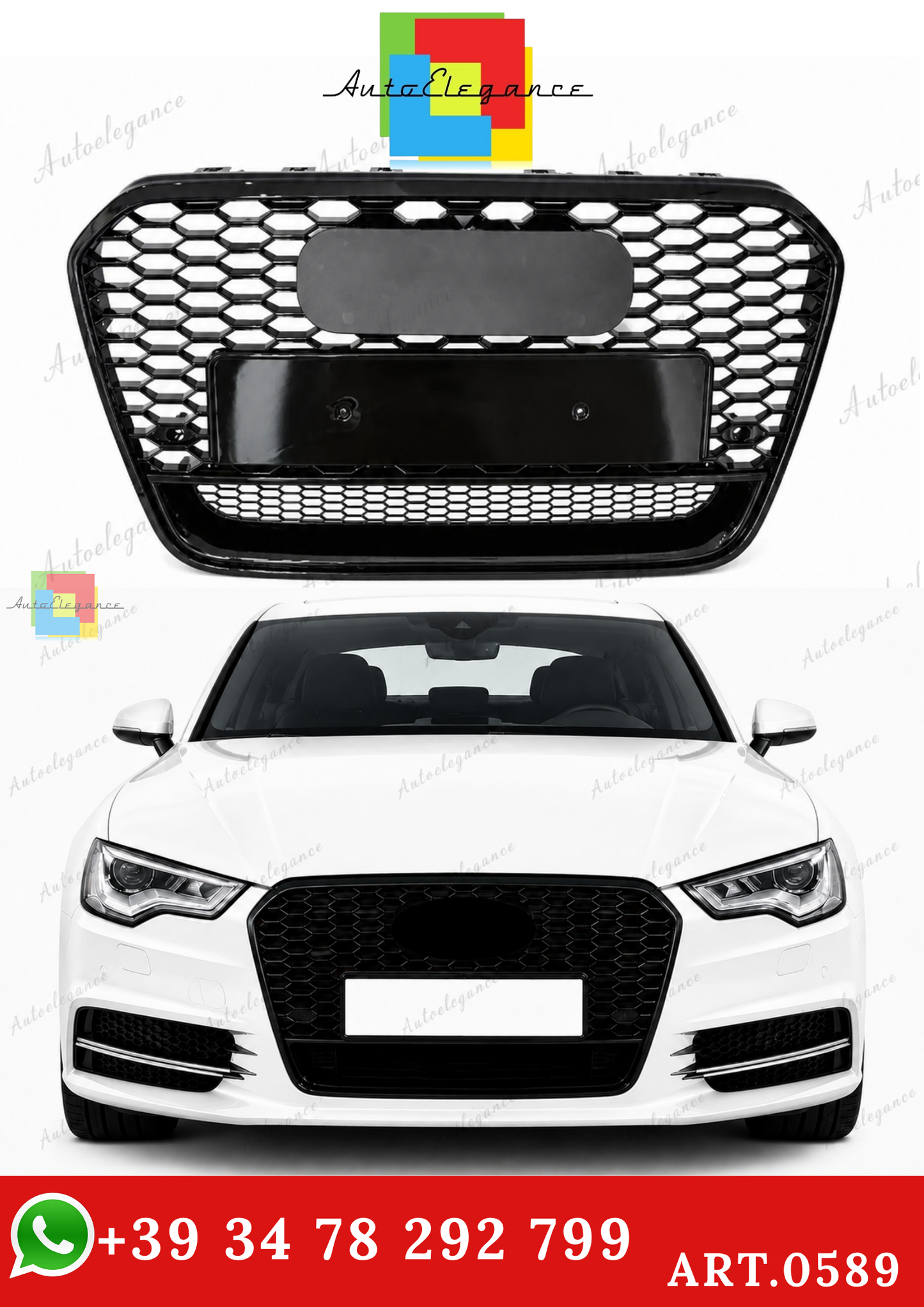 🔥ART.0589 GRIGLIA ADATTO PER AUDI A6 4G C7 2012-2015 LOOK RS6 NERA🔥