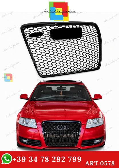 🔥ART.0578 GRIGLIA ADATTO PER AUDI A6 4F 2004-2011 LOOK RS6 NERO LUCIDO🔥