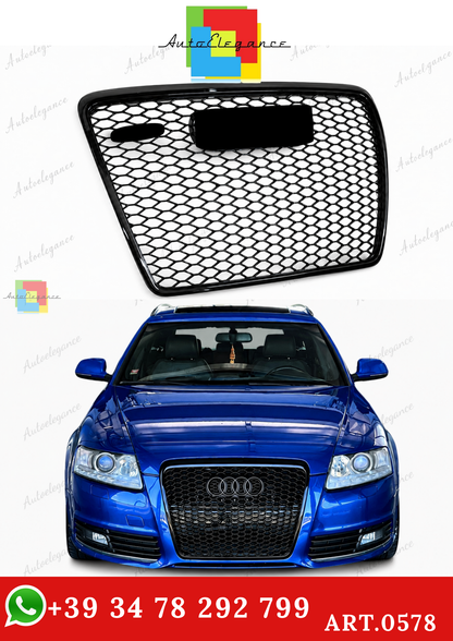 🔥ART.0578 GRIGLIA ADATTO PER AUDI A6 4F 2004-2011 LOOK RS6 NERO LUCIDO🔥