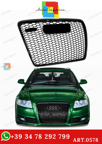 🔥ART.0578 GRIGLIA ADATTO PER AUDI A6 4F 2004-2011 LOOK RS6 NERO LUCIDO🔥