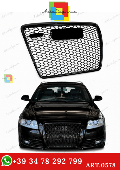 🔥ART.0578 GRIGLIA ADATTO PER AUDI A6 4F 2004-2011 LOOK RS6 NERO LUCIDO🔥