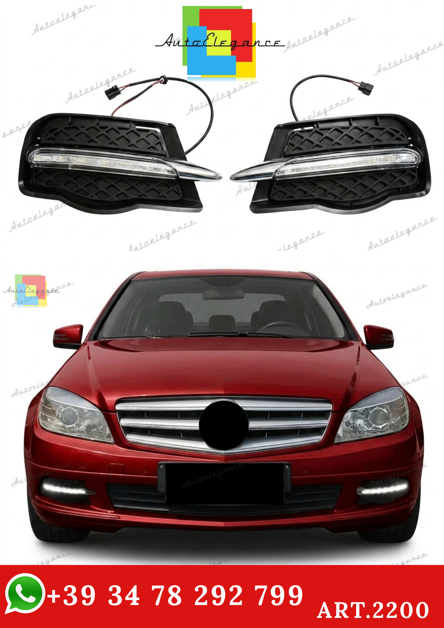 🔥ART.2200 GRIGLIE FENDINEBBIA ADATTO PER MERCEDES W204 2007-2011 LED DIURNE🔥