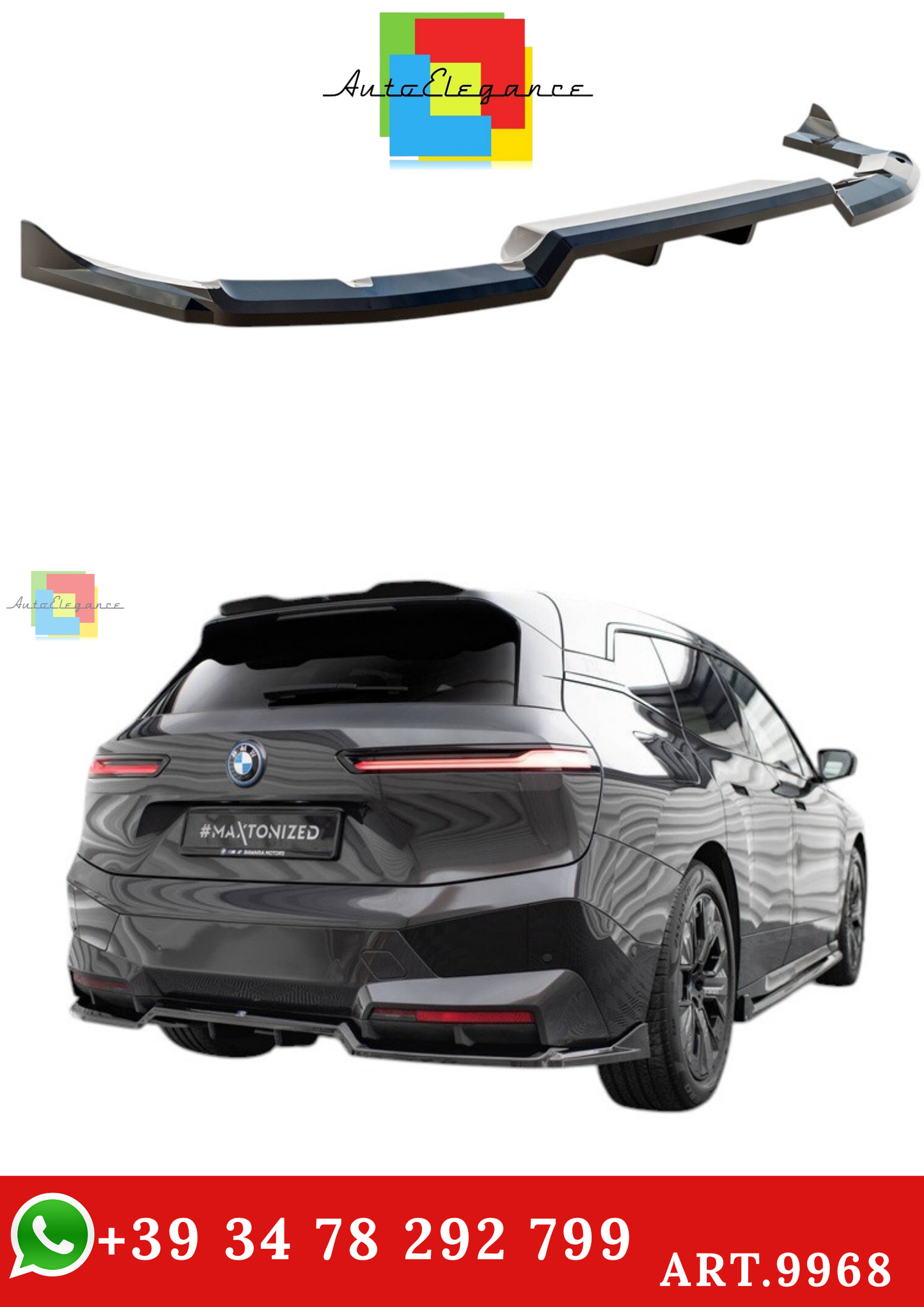 🔥ART.9968 SPLITTER POSTERIORE (CON BARRE VERTICALI) PER  BMW iX M-PACK i20🔥
