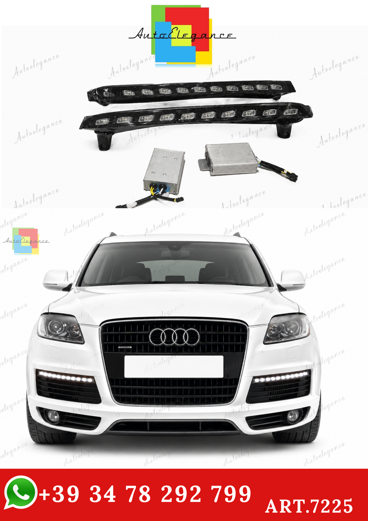 🔥ART.7225 LUCI DIURNE AUDI Q7 FARI FENDINEBBIA DRL CON INDICATORE GIALLO🔥