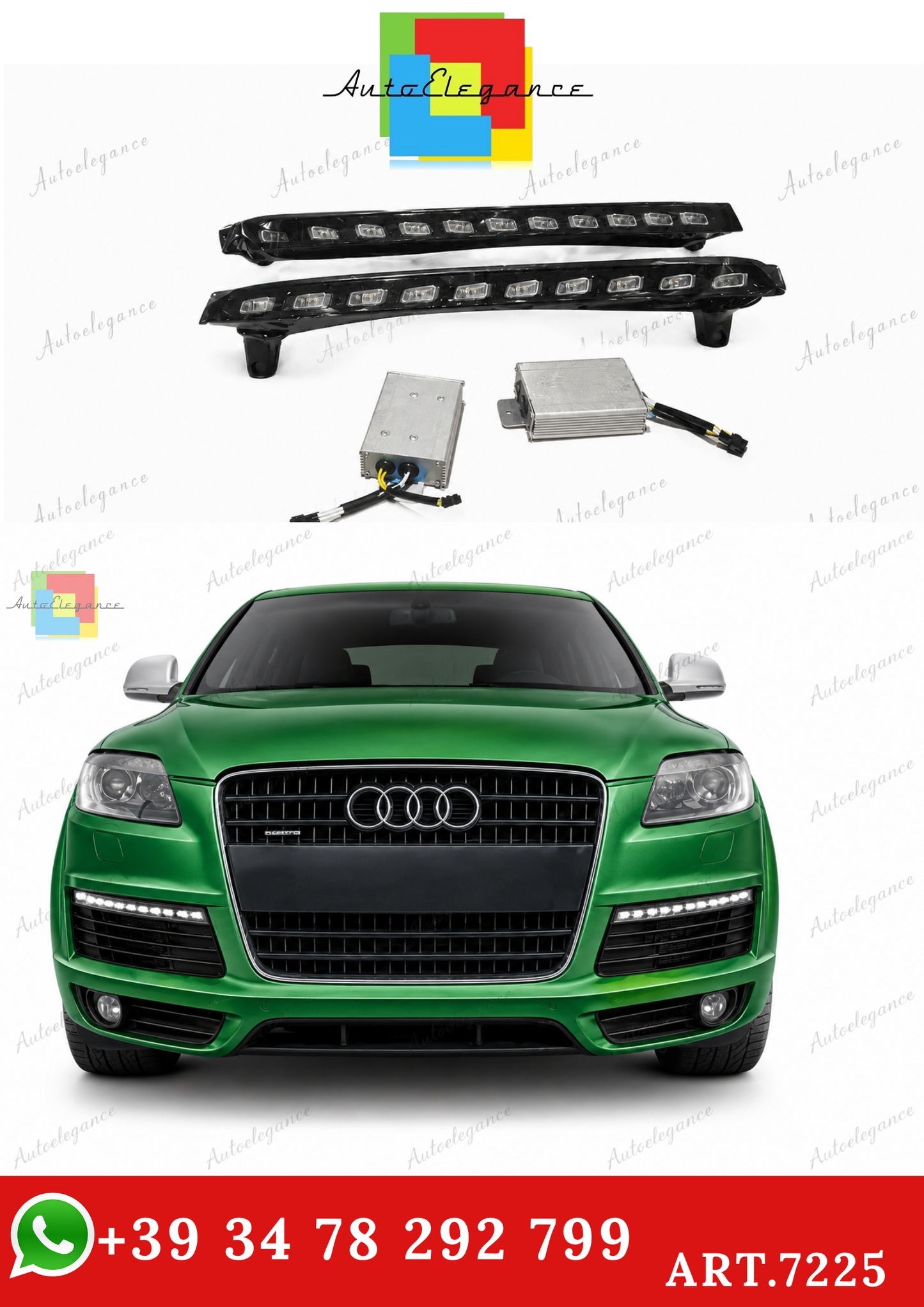 🔥ART.7225 LUCI DIURNE AUDI Q7 FARI FENDINEBBIA DRL CON INDICATORE GIALLO🔥