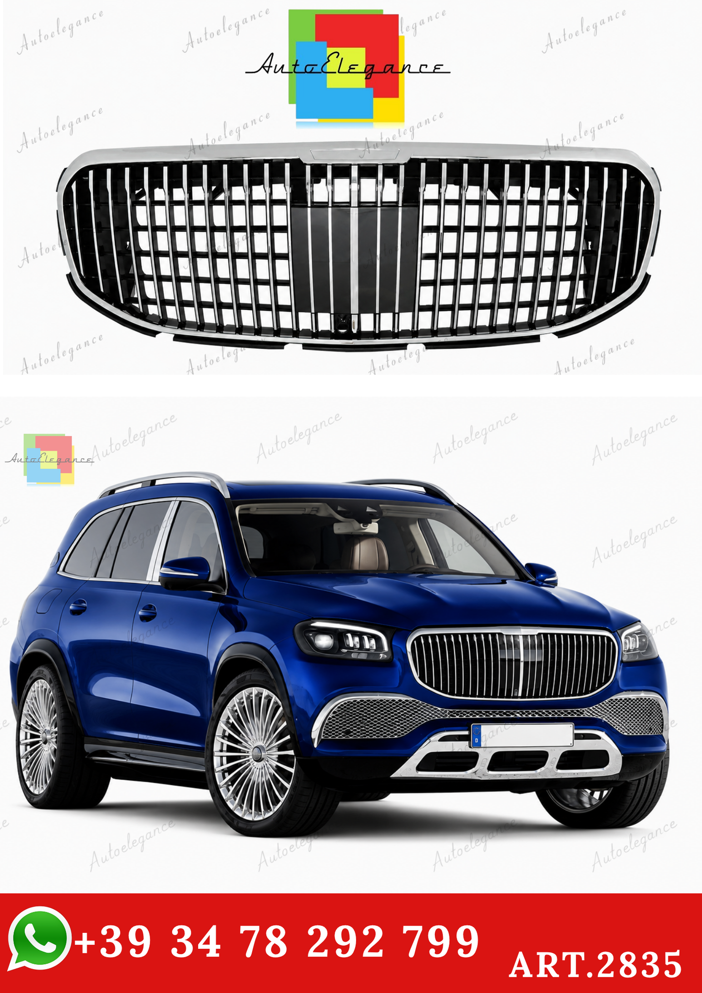 🔥ART.2835 GRIGLIA ANTERIORE ADATTO PER MERCEDES GLS SUV X167 (2019-2023)🔥