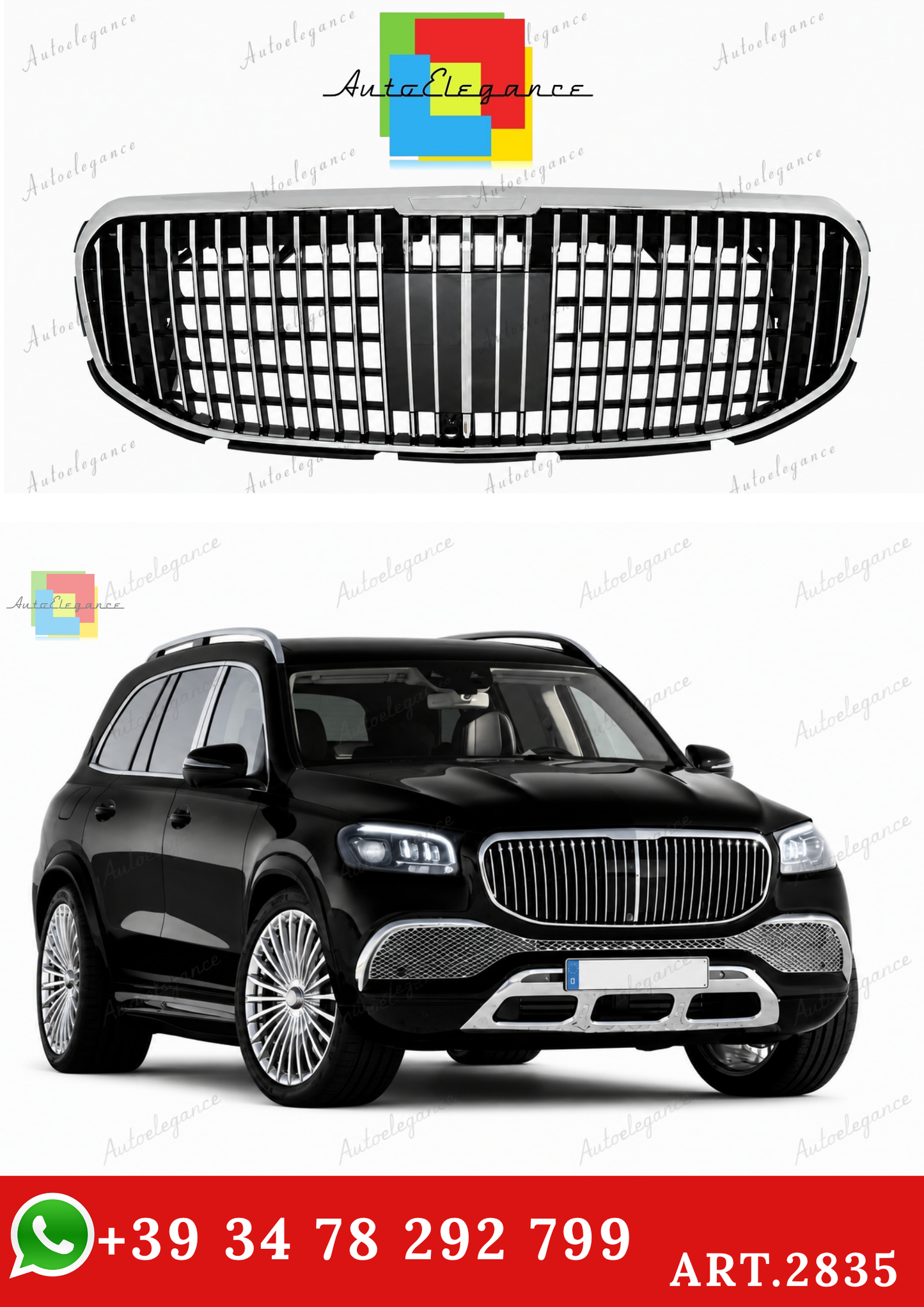 🔥ART.2835 GRIGLIA ANTERIORE ADATTO PER MERCEDES GLS SUV X167 (2019-2023)🔥
