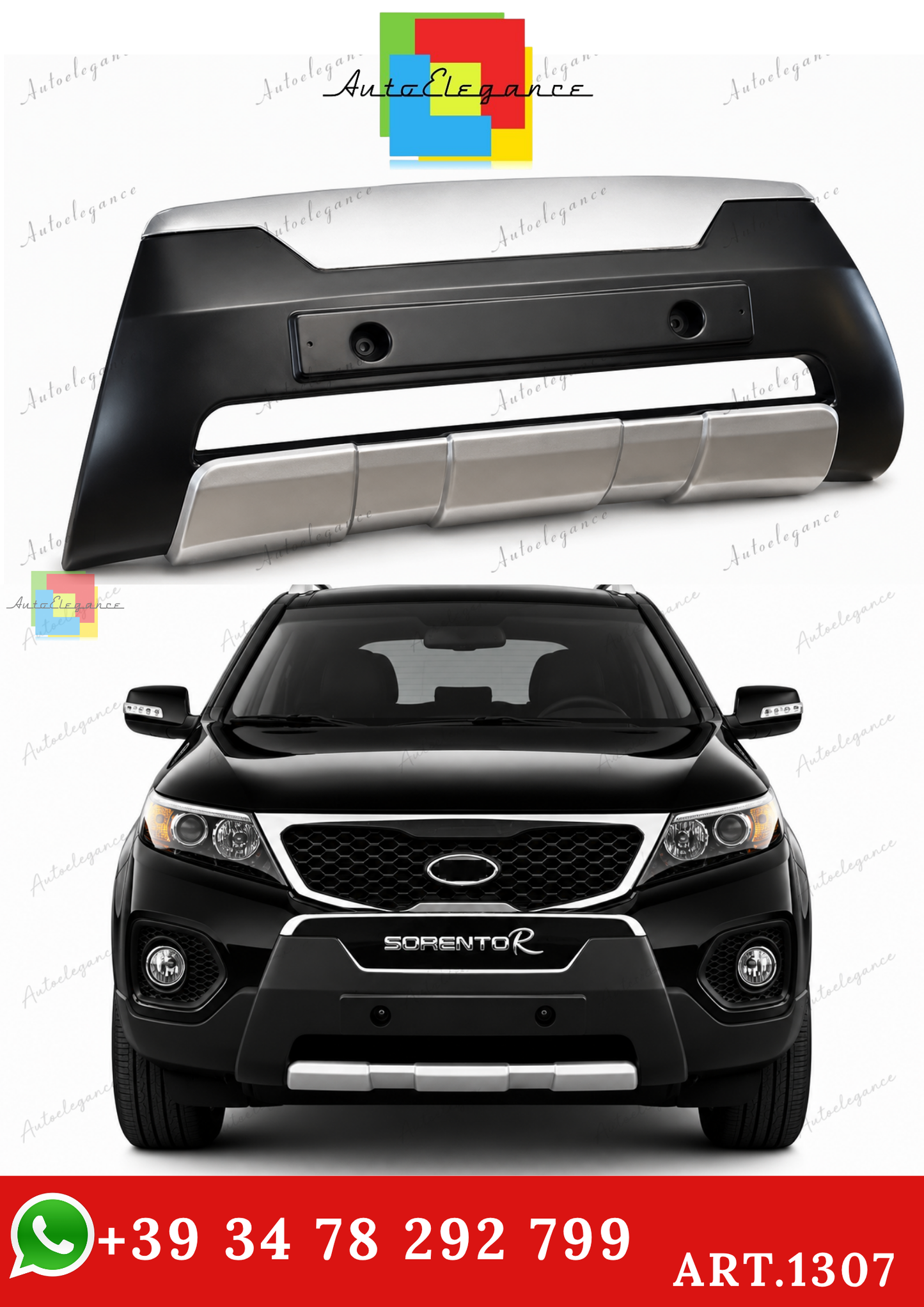 🔥ART.1307 KIT SOTTO PARAURTI ADATTO PER KIA SORENTO 2010-2014 ANTERIORE 🔥