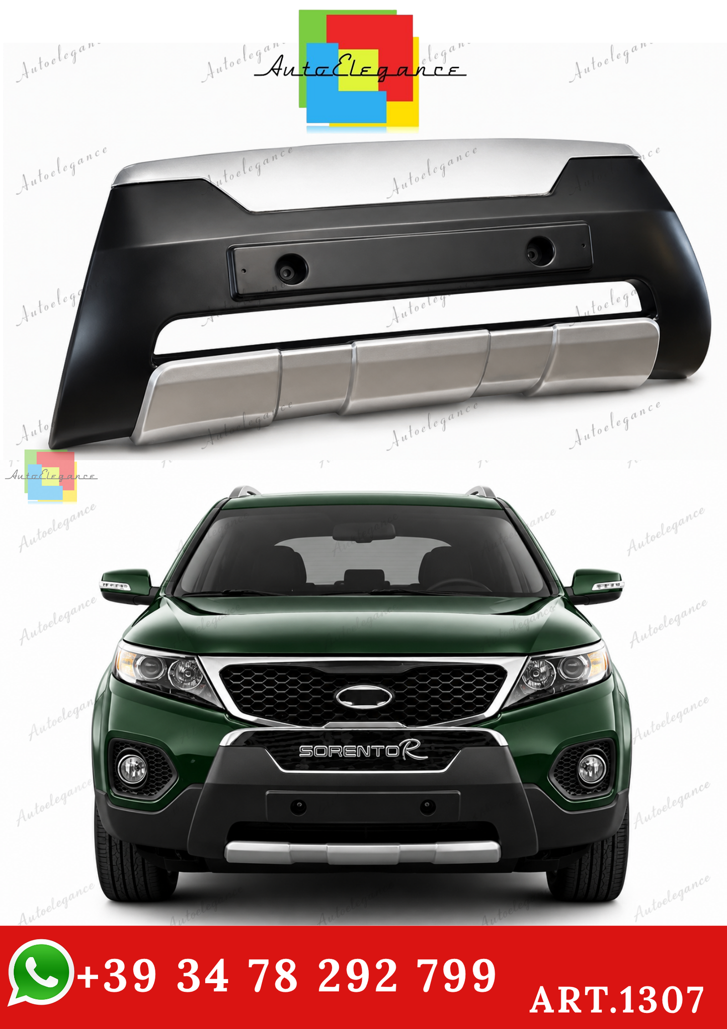 🔥ART.1307 KIT SOTTO PARAURTI ADATTO PER KIA SORENTO 2010-2014 ANTERIORE 🔥