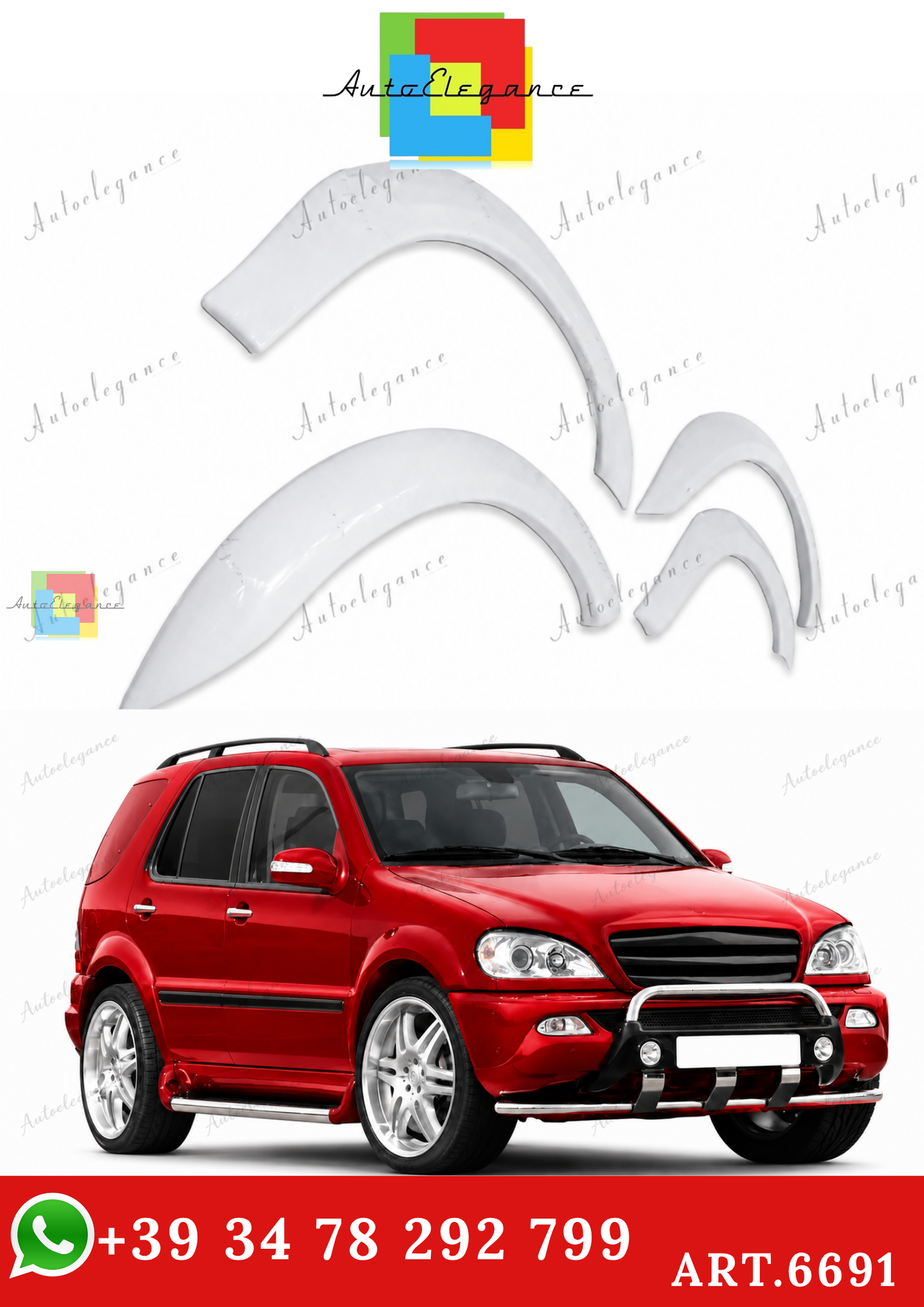 🔥ART.6691  PARAFANGHI ALLARGATI ADATTO PER MERCEDES ML W163 GREZZO🔥