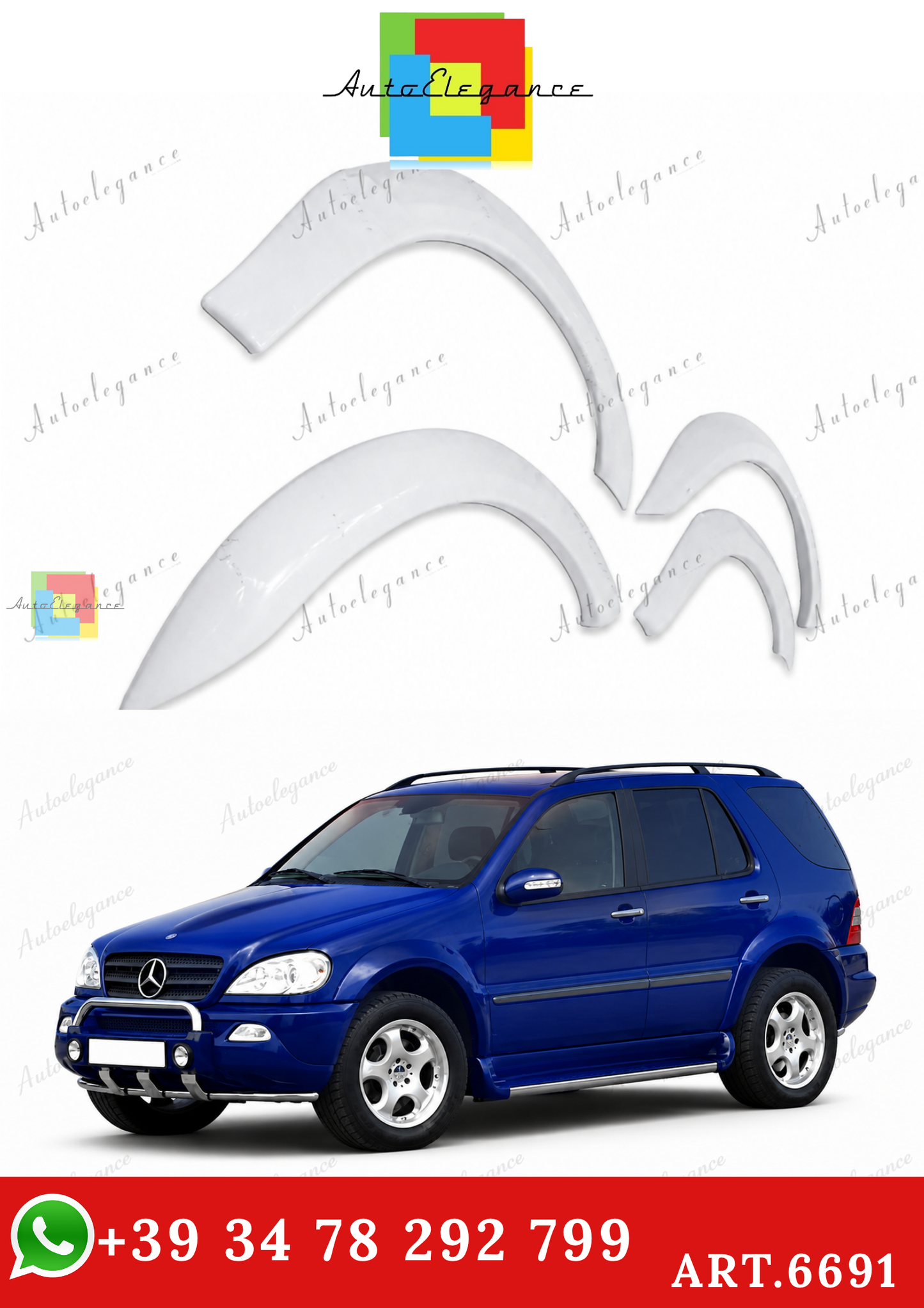 🔥ART.6691  PARAFANGHI ALLARGATI ADATTO PER MERCEDES ML W163 GREZZO🔥