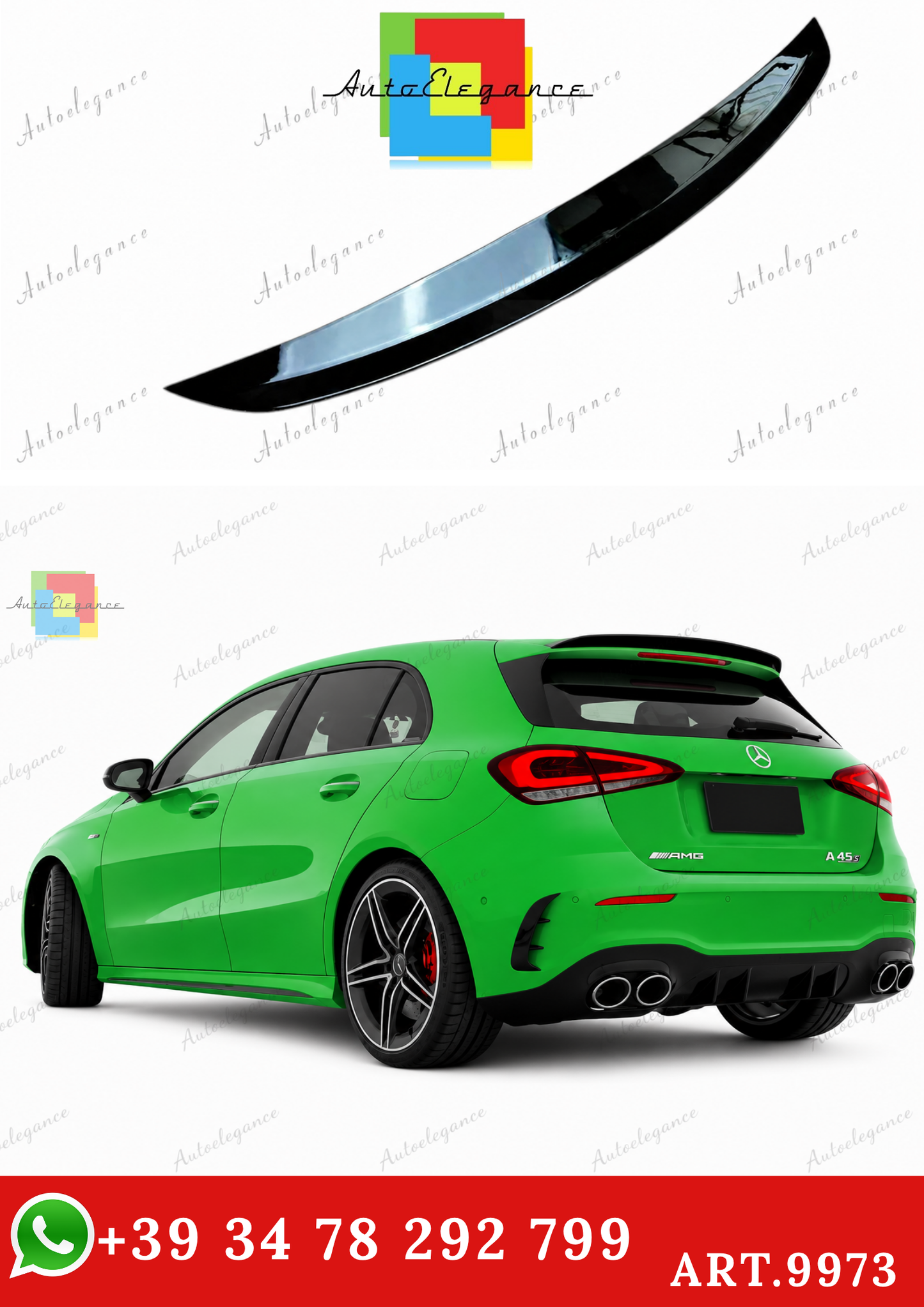 🔥ART.9973 SPOILER IN STILE AMG PER MERCEDES A A35 A45 W177 NERO LUCIDO 2018+🔥