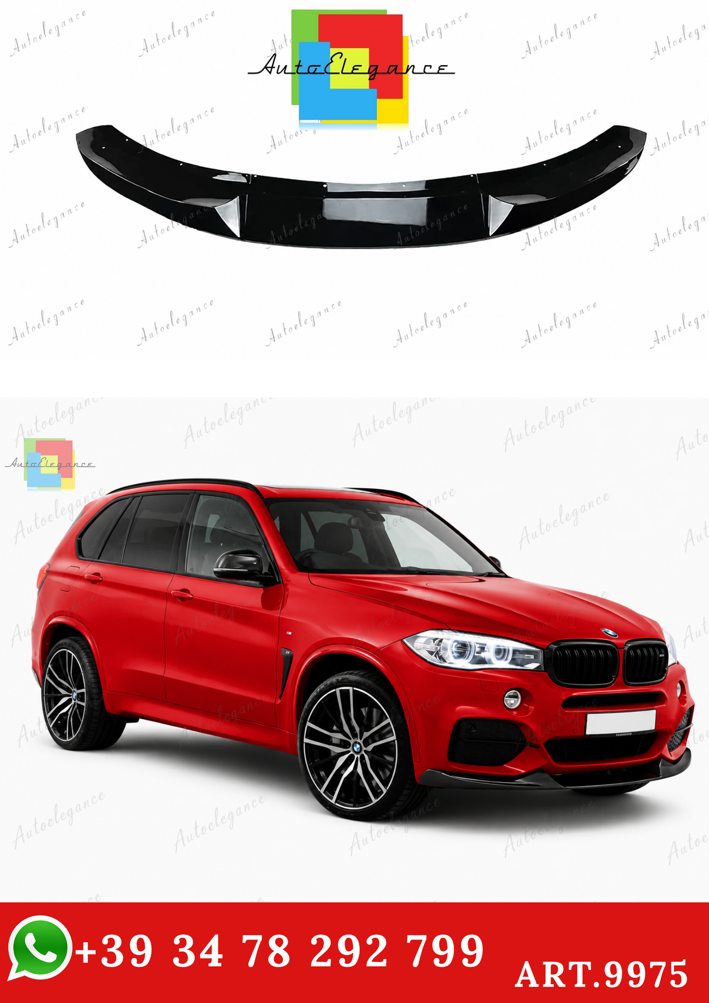 🔥ART.9975 SPLITTER ANTERIORE PER BMW X5 F15 NERO LUCIDO M SPORT 13-18🔥