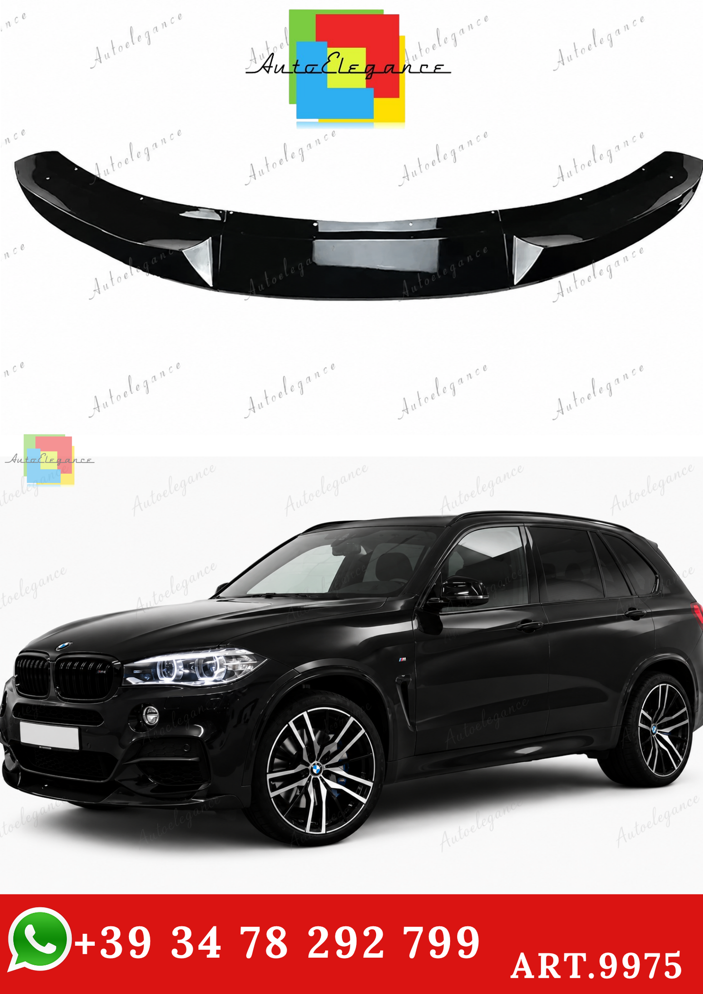 🔥ART.9975 SPLITTER ANTERIORE PER BMW X5 F15 NERO LUCIDO M SPORT 13-18🔥