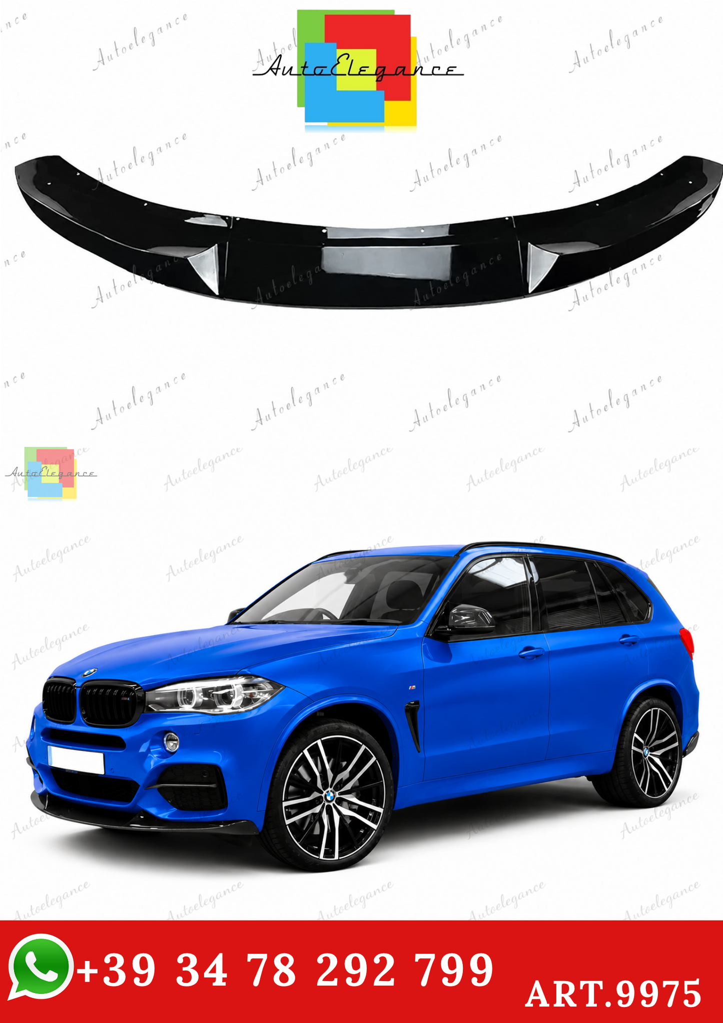 🔥ART.9975 SPLITTER ANTERIORE PER BMW X5 F15 NERO LUCIDO M SPORT 13-18🔥