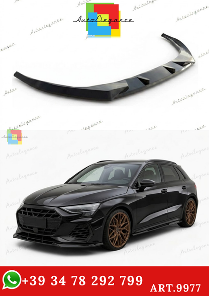 🔥ART.9977 SPLITTER ANTERIORE PER AUDI A3 S3 8Y FACELIFT MAX V1 NERO LUCIDO🔥