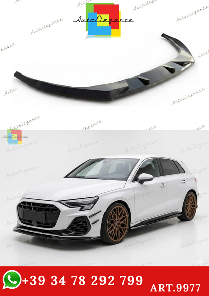 🔥ART.9977 SPLITTER ANTERIORE PER AUDI A3 S3 8Y FACELIFT MAX V1 NERO LUCIDO🔥