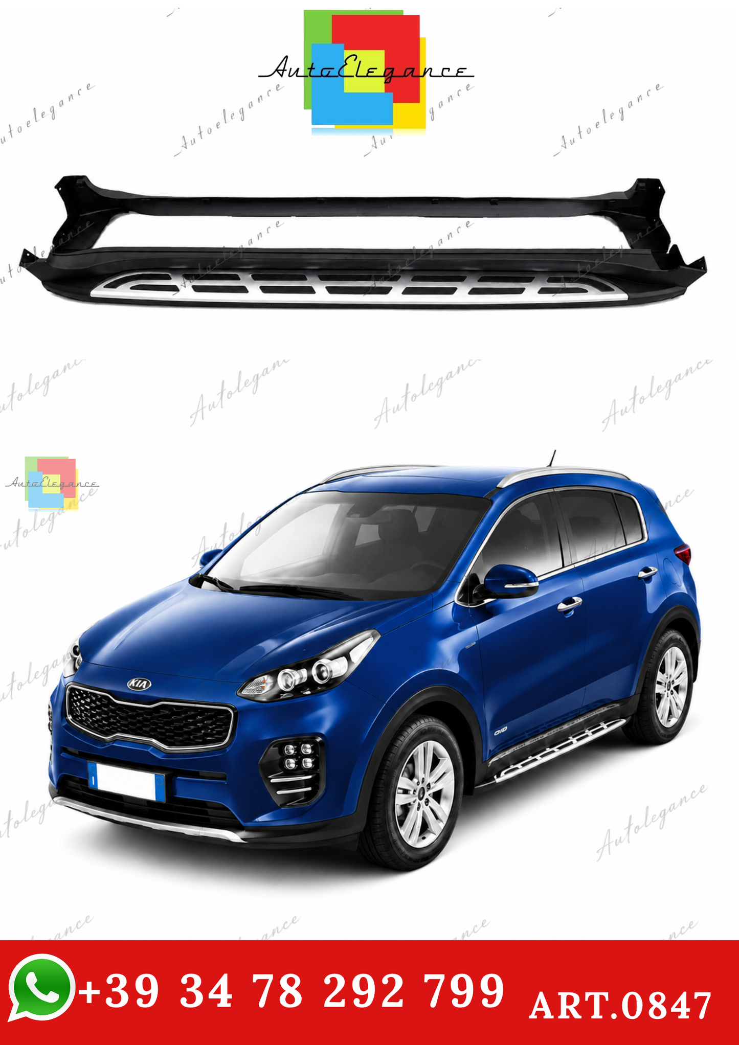 🔥ART.0847 PEDANE LATERALI KIA SPORTAGE QL 15-21 SOTTO PORTA ALLUNINIO E PVC🔥