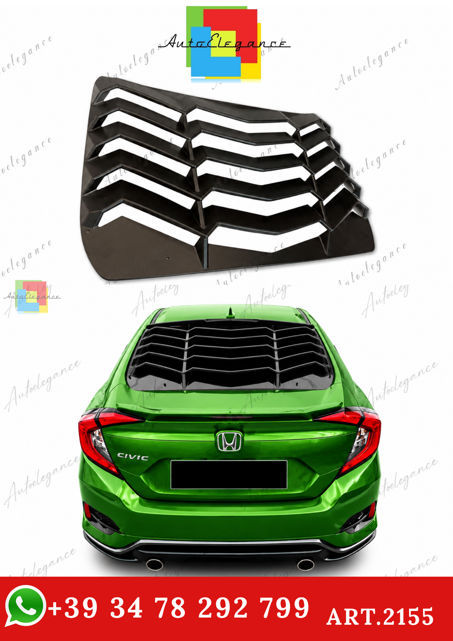 🔥ART.2155 GRIGLIA PER LUNOTTO POSTERIORE HONDA CIVIC FC5 NERO OPACO IN ABS🔥
