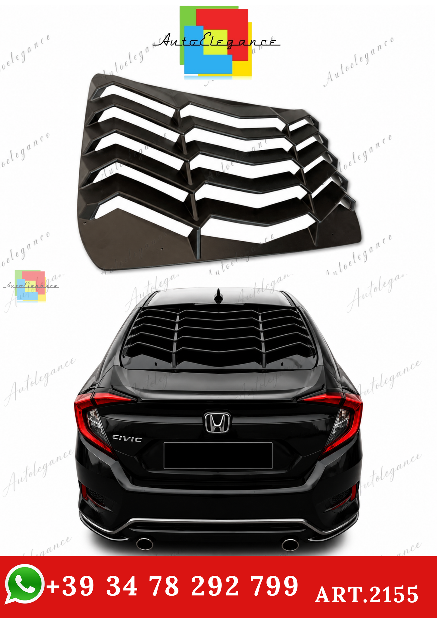 🔥ART.2155 GRIGLIA PER LUNOTTO POSTERIORE HONDA CIVIC FC5 NERO OPACO IN ABS🔥