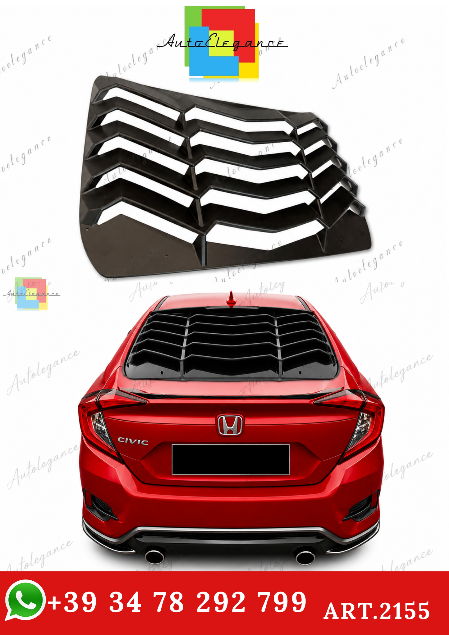 🔥ART.2155 GRIGLIA PER LUNOTTO POSTERIORE HONDA CIVIC FC5 NERO OPACO IN ABS🔥