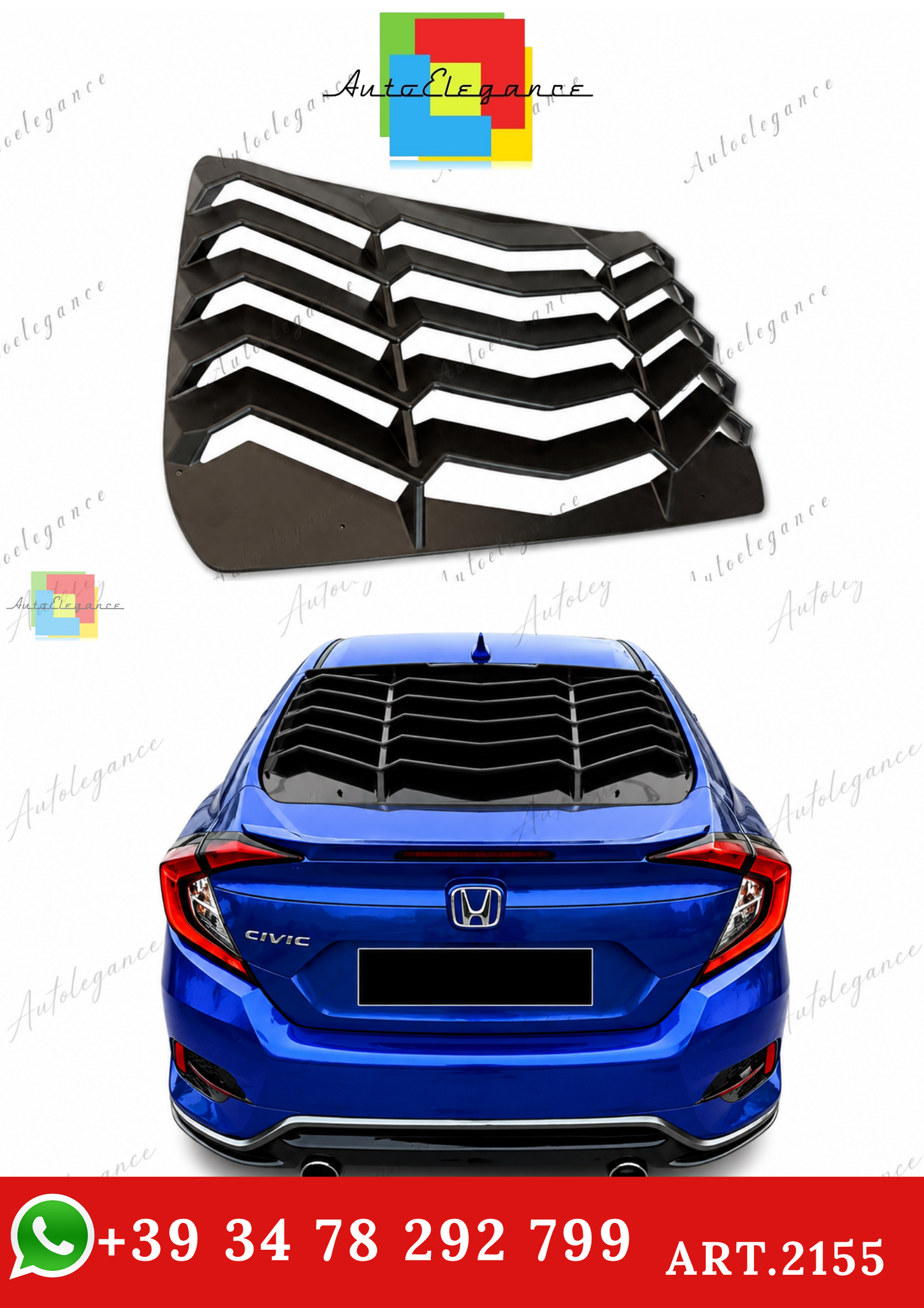 🔥ART.2155 GRIGLIA PER LUNOTTO POSTERIORE HONDA CIVIC FC5 NERO OPACO IN ABS🔥