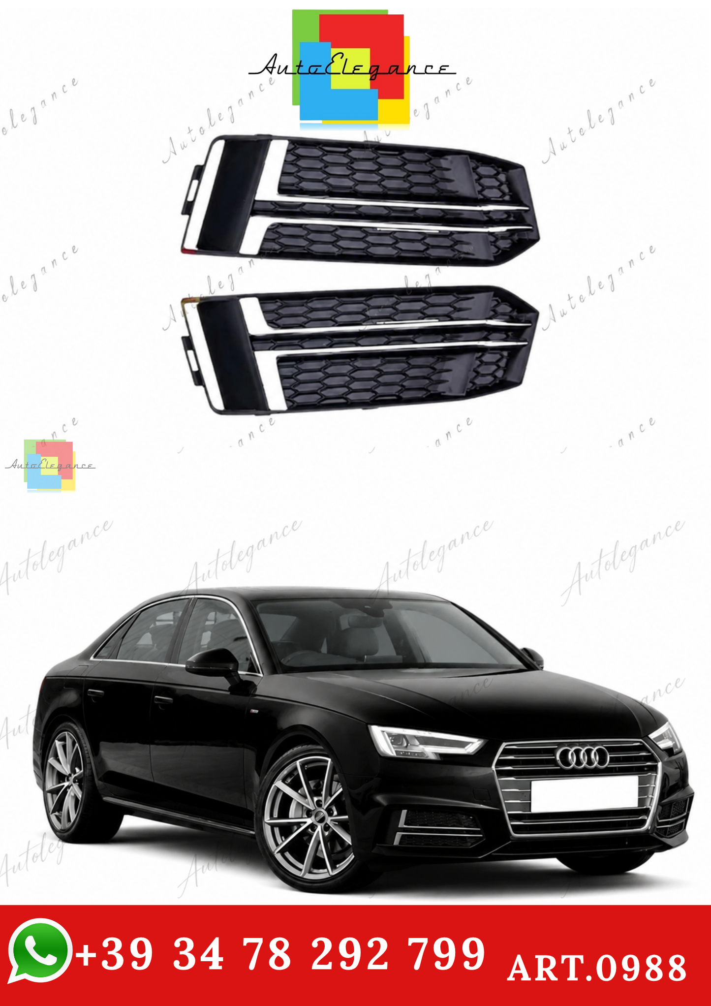🔥ART.0988 GRIGLIE FENDINEBBIA PER AUDI A4 B9 15-19 SLINE S4 LOOK SPORT RS4🔥
