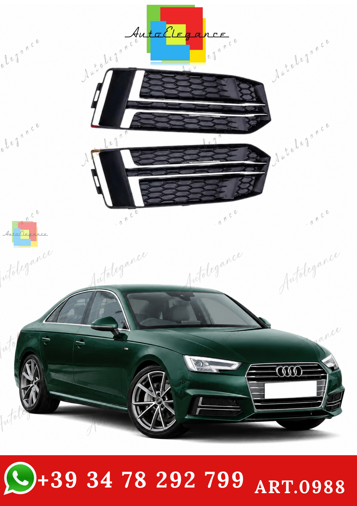 🔥ART.0988 GRIGLIE FENDINEBBIA PER AUDI A4 B9 15-19 SLINE S4 LOOK SPORT RS4🔥