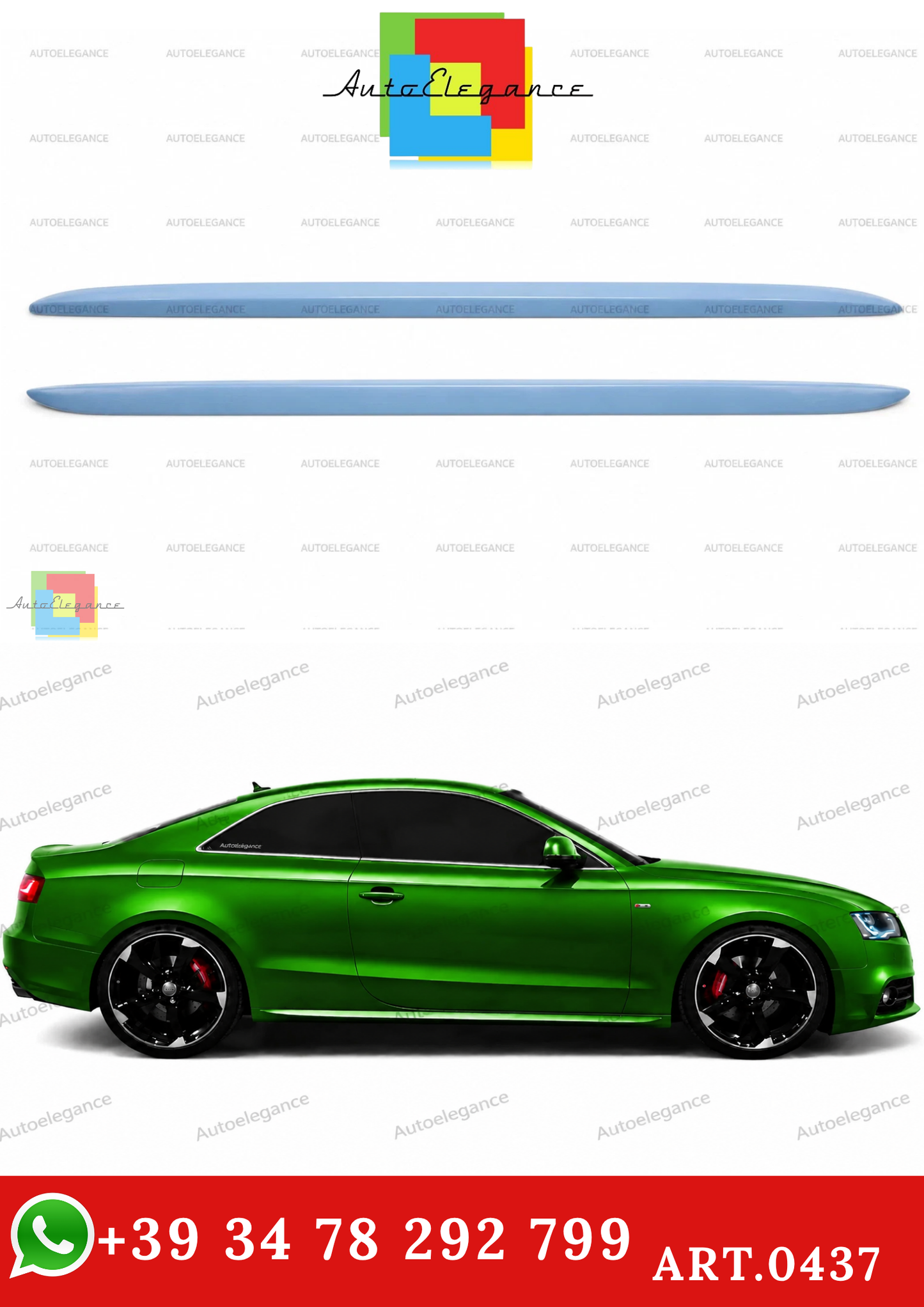 🔥0437 MINIGONNE LATERALI AUDI A5 S5 SPORTBACK 08-14 LOOK S-LINE SOTTOPORTA🔥
