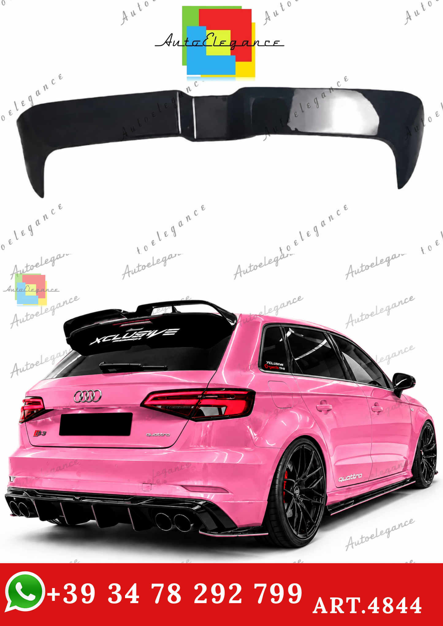 🔥ART.4844 SPOILER ADATTO PER AUDI A3 S LINE S3 2013-2020🔥