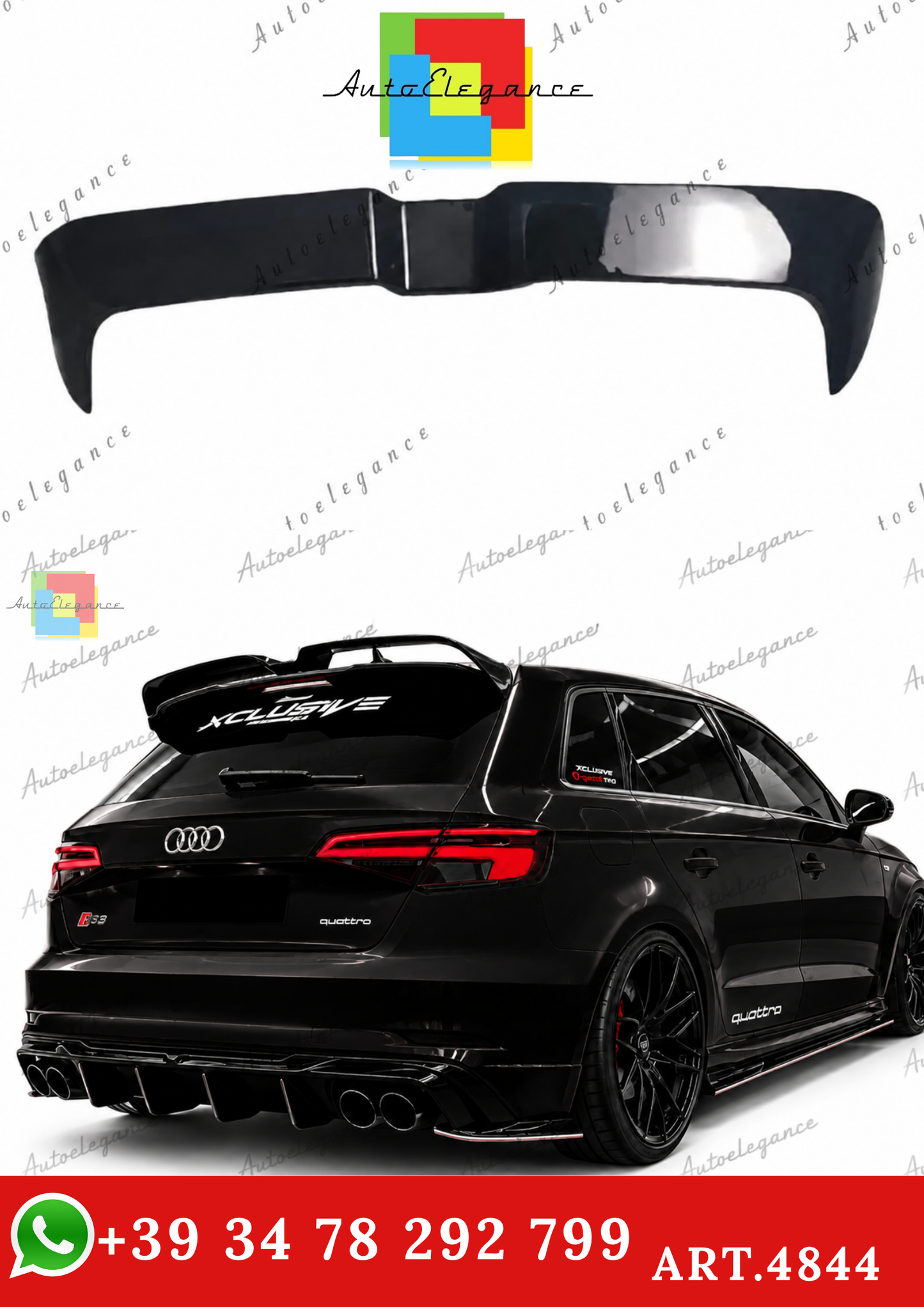 🔥ART.4844 SPOILER ADATTO PER AUDI A3 S LINE S3 2013-2020🔥