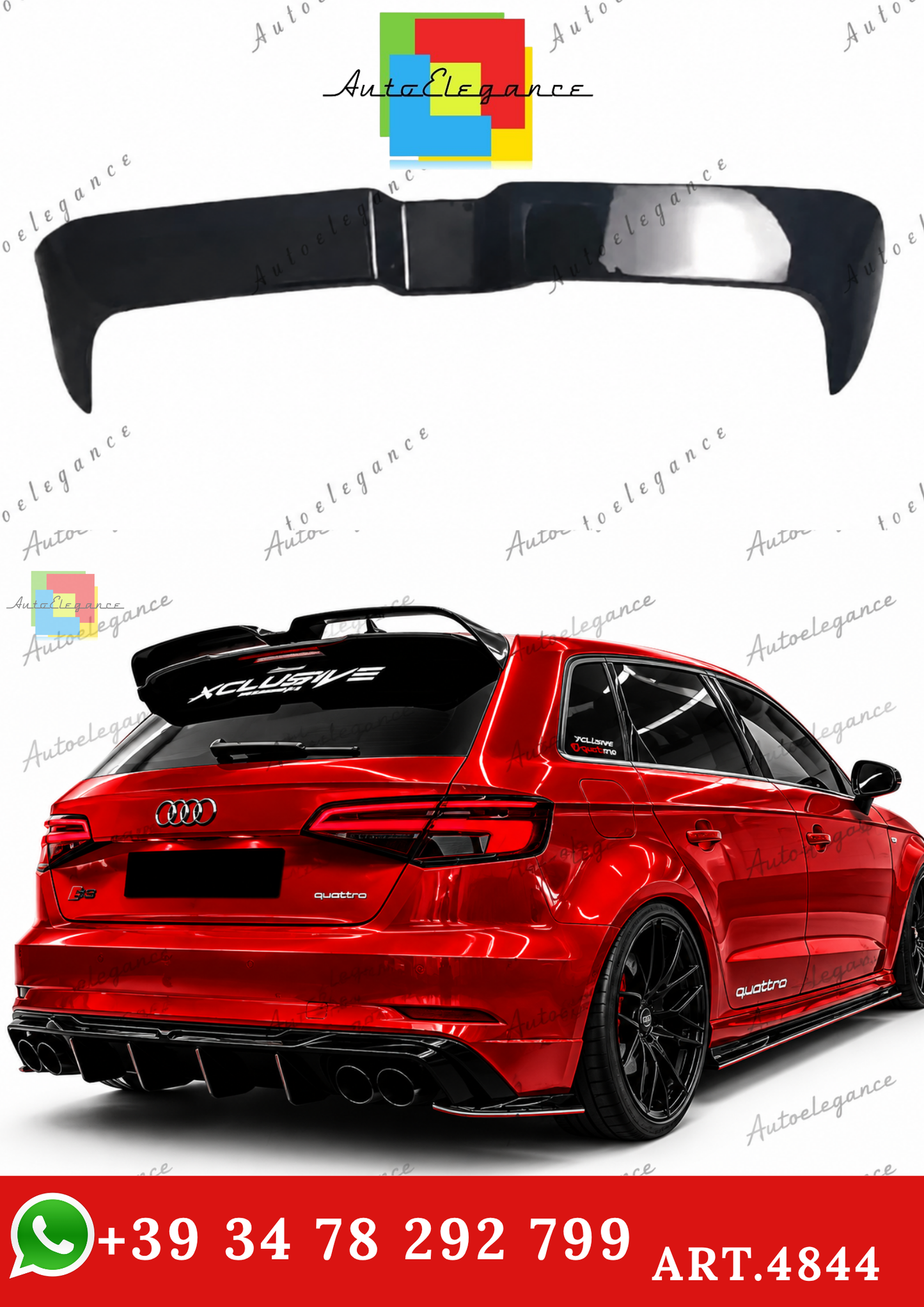 🔥ART.4844 SPOILER ADATTO PER AUDI A3 S LINE S3 2013-2020🔥